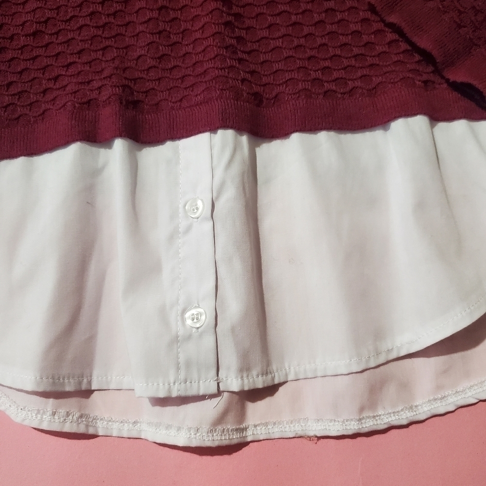 Linda Mathews Marron Red Sweater Shrit Preppy - Picture 3 of 5